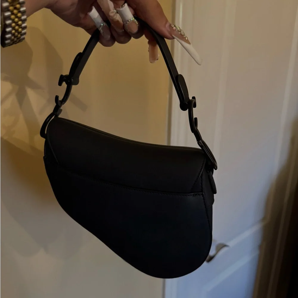 Christian Dior Black Ultramatte calfskin Leather Mini Saddle Bag - Picture 4 of 7